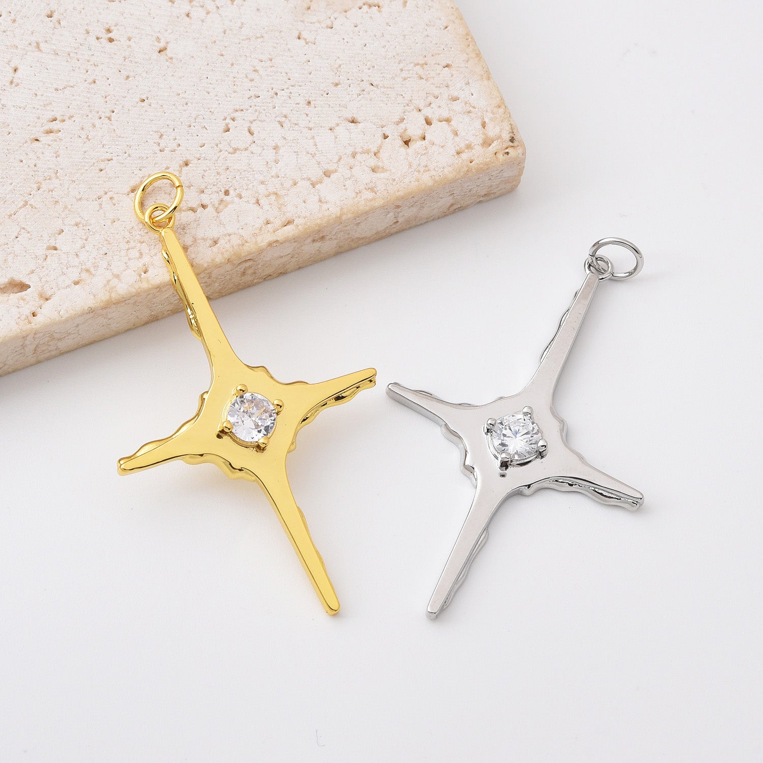 18K Gold Filled Dainty North Star Charms, Tiny Cubic Zirconia Charm for Necklace Earring Bracelet Jewelry Making Supply Celestial Jewelry, CP2110