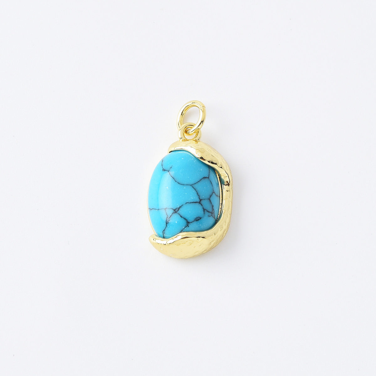 18K Gold Filled Dainty Turquoise Bead Charm, Turquoise Gemstone Pendant for Necklace Bracelet Earrings Jewelry Making Supply, CP2112