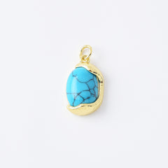 18K Gold Filled Dainty Turquoise Bead Charm, Turquoise Gemstone Pendant for Necklace Bracelet Earrings Jewelry Making Supply, CP2112