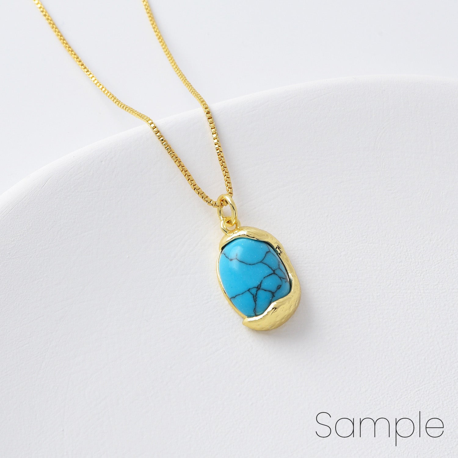 18K Gold Filled Dainty Turquoise Bead Charm, Turquoise Gemstone Pendant for Necklace Bracelet Earrings Jewelry Making Supply, CP2112