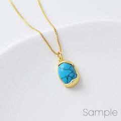 18K Gold Filled Dainty Turquoise Bead Charm, Turquoise Gemstone Pendant for Necklace Bracelet Earrings Jewelry Making Supply, CP2112