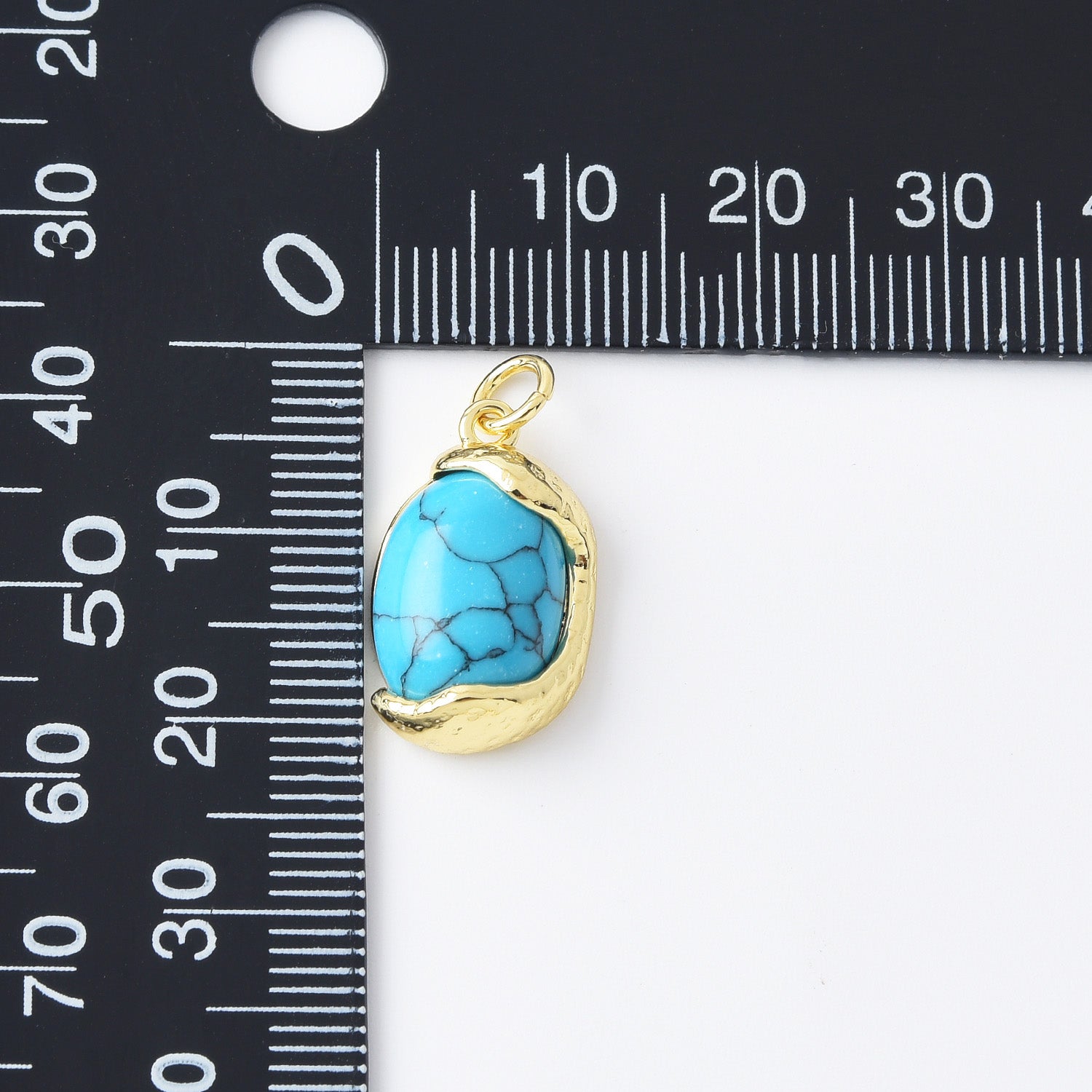 18K Gold Filled Dainty Turquoise Bead Charm, Turquoise Gemstone Pendant for Necklace Bracelet Earrings Jewelry Making Supply, CP2112
