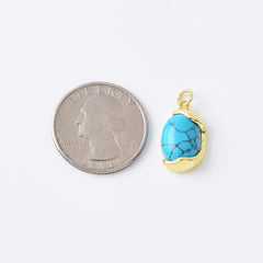 18K Gold Filled Dainty Turquoise Bead Charm, Turquoise Gemstone Pendant for Necklace Bracelet Earrings Jewelry Making Supply, CP2112