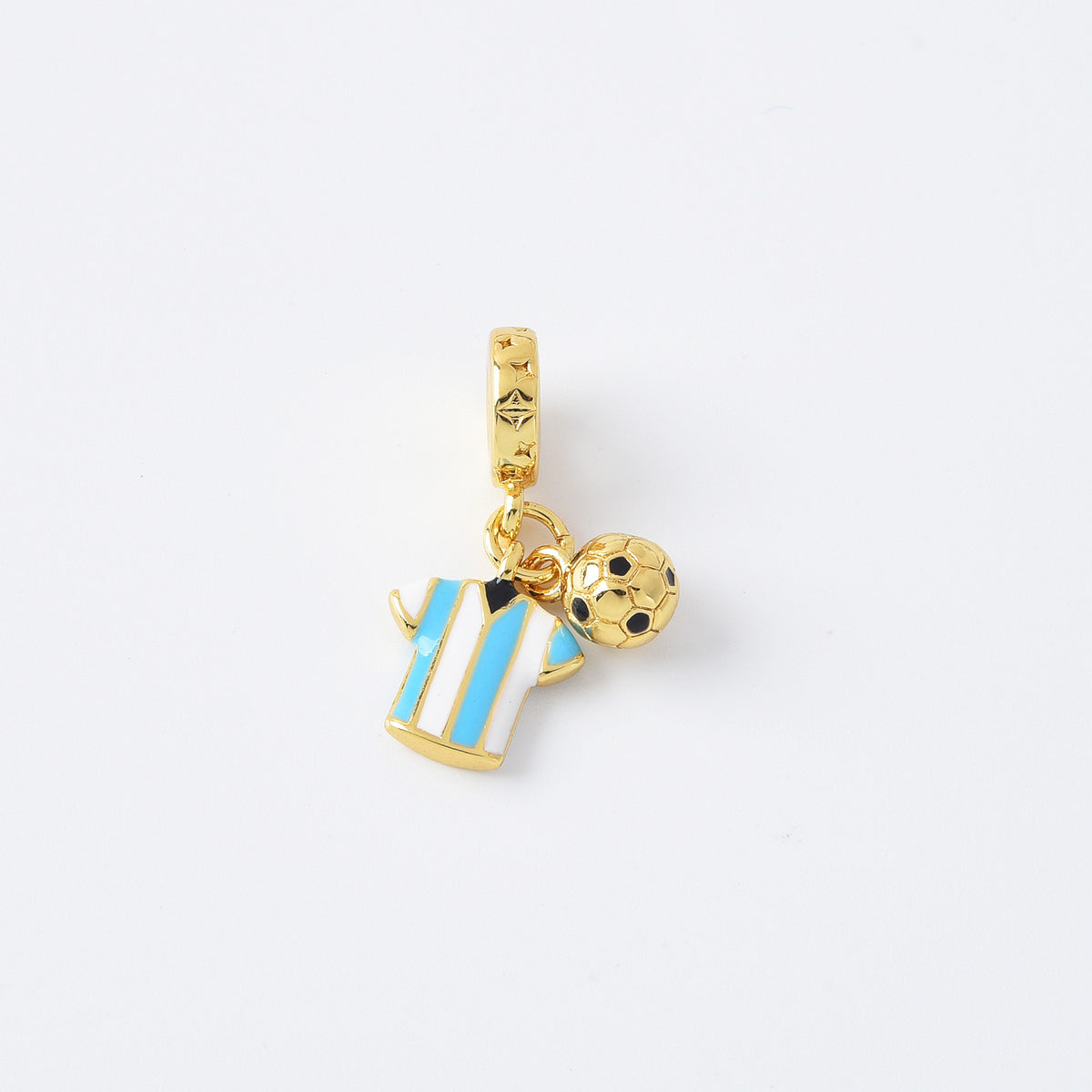 18K Gold Filled Enamel Jersey Charm, Soccer Jersey Ball Sport Rondelle Bail Drop Pendant for Necklace Bracelet Jewelry Making Supply, CP2121