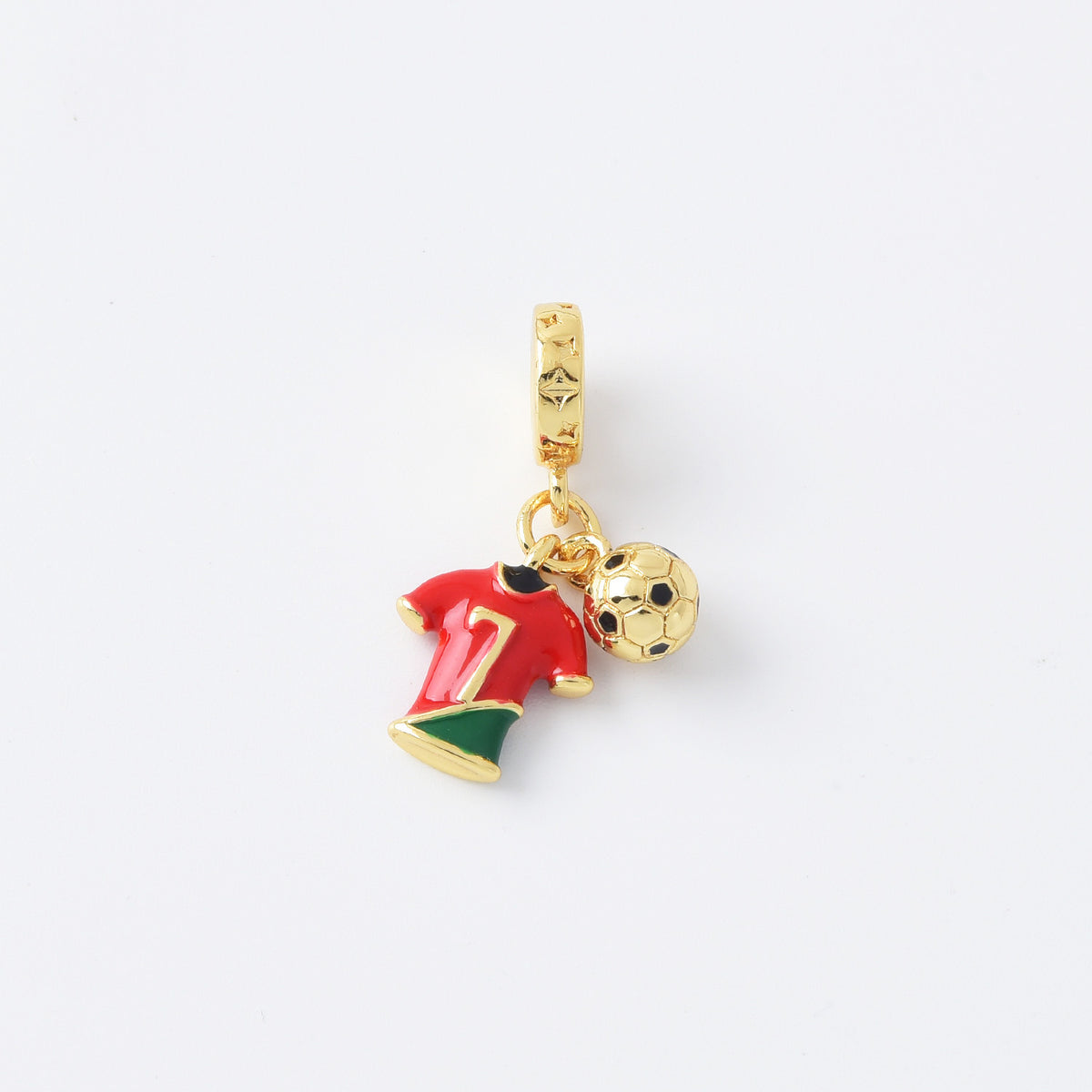 18K Gold Filled Enamel Jersey Number 7 Charm, Soccer Jersey Ball Sport Rondelle Bail Drop Pendant for Jewelry Making Supply, CP2122