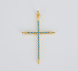 22K Gold Filled Shiny CZ Micro Pave Cross Charm, CP214
