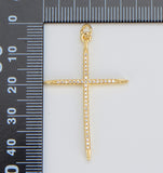 22K Gold Filled Shiny CZ Micro Pave Cross Charm, CP214