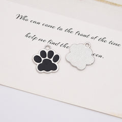 Dainty Enamel Dog Cat Paw Charm Pendant in Silver, Pawprint Charm for Bracelet Necklace Earring Jewelry Making Supply, 16x16mm, CP2141