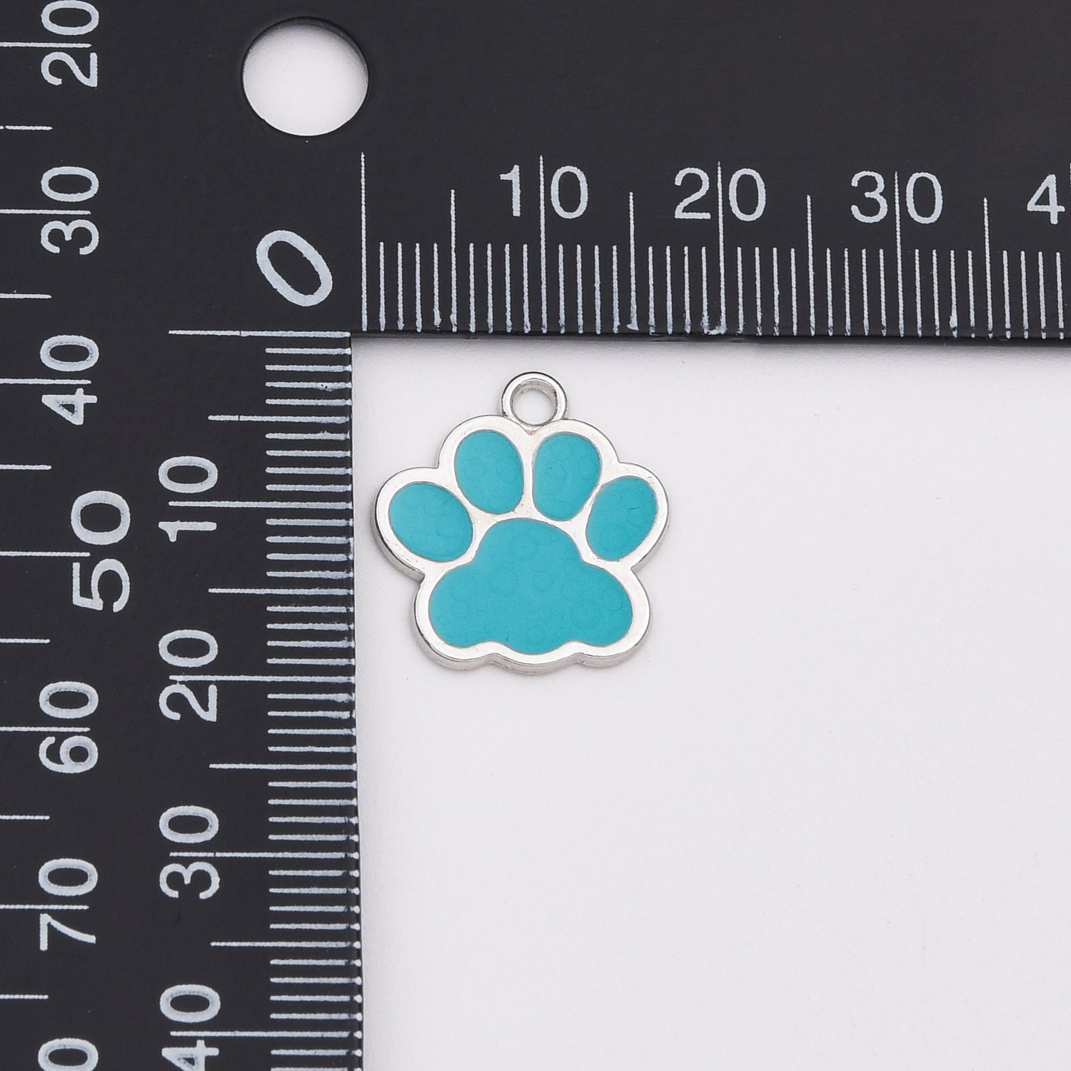 Dainty Enamel Dog Cat Paw Charm Pendant in Silver, Pawprint Charm for Bracelet Necklace Earring Jewelry Making Supply, 16x16mm, CP2141