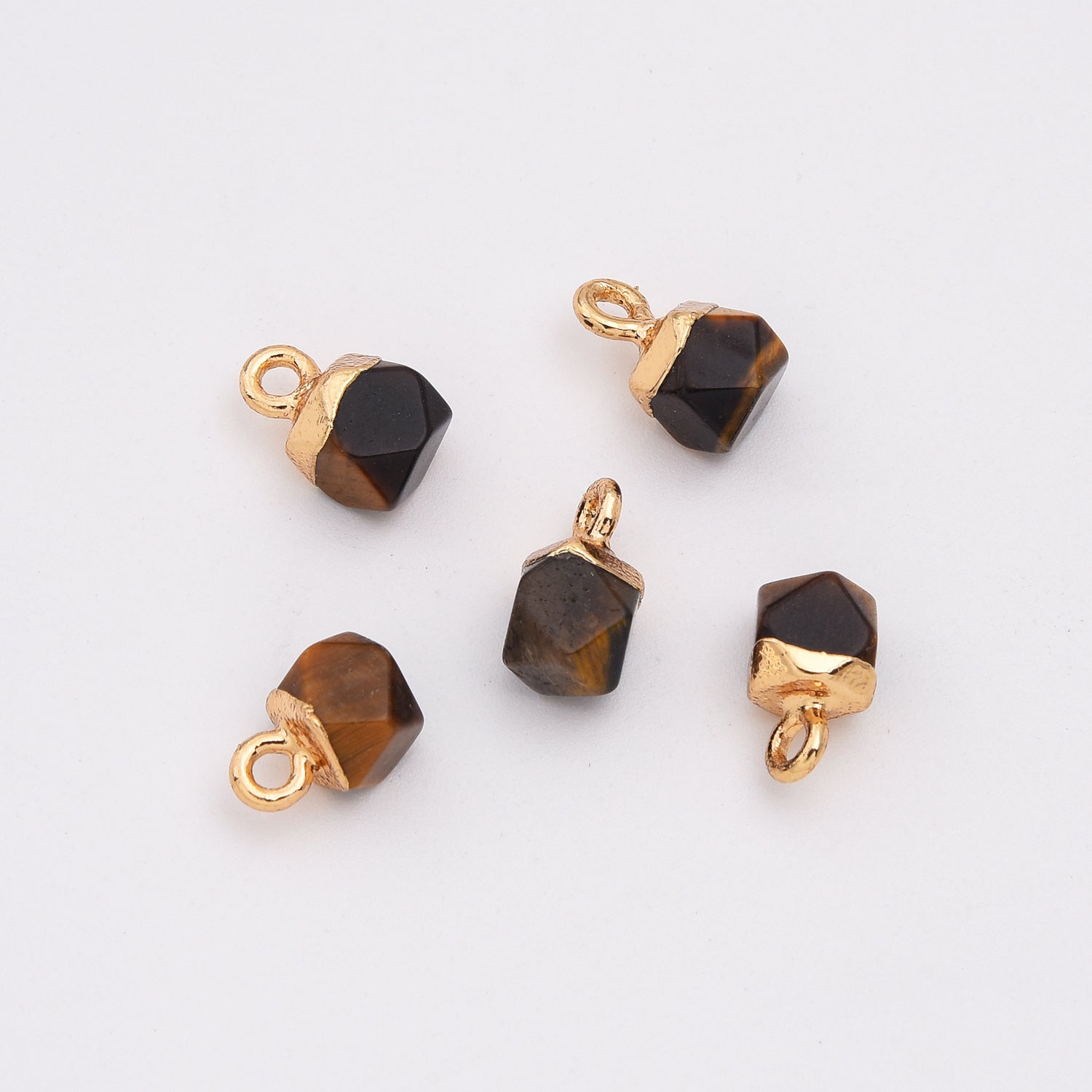 18K Gold Filled Dainty Faceted Cube Stone Charm, Natural Stone Faceted Pendant for DIY Jewelry Making Supply, CP2142