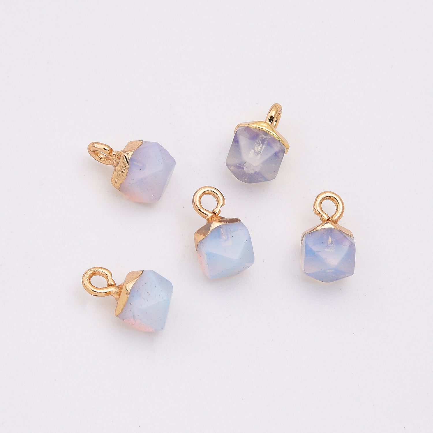 18K Gold Filled Dainty Faceted Cube Stone Charm, Natural Stone Faceted Pendant for DIY Jewelry Making Supply, CP2142