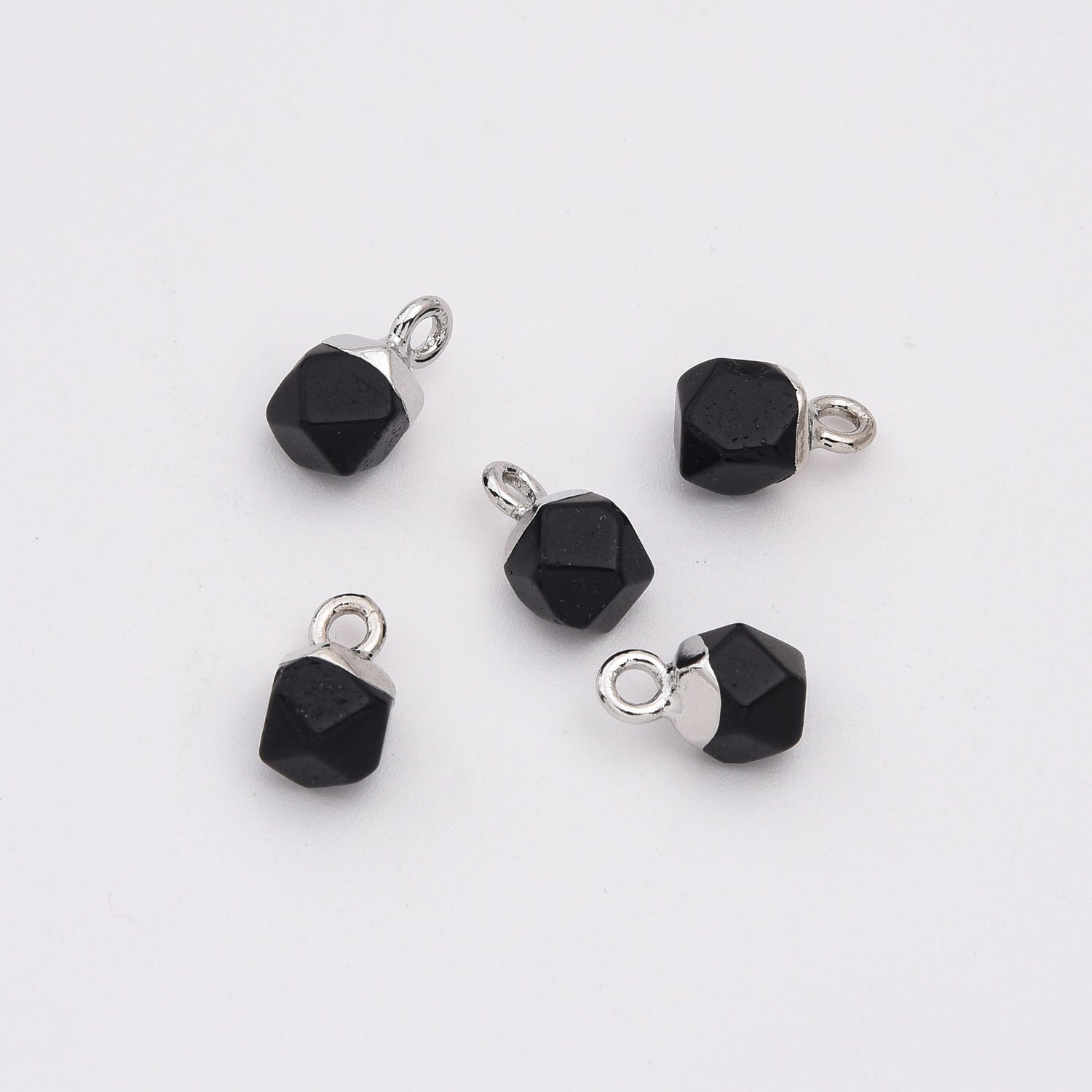 18K Gold Filled Dainty Faceted Cube Stone Charm, Natural Stone Faceted Pendant for DIY Jewelry Making Supply, CP2142