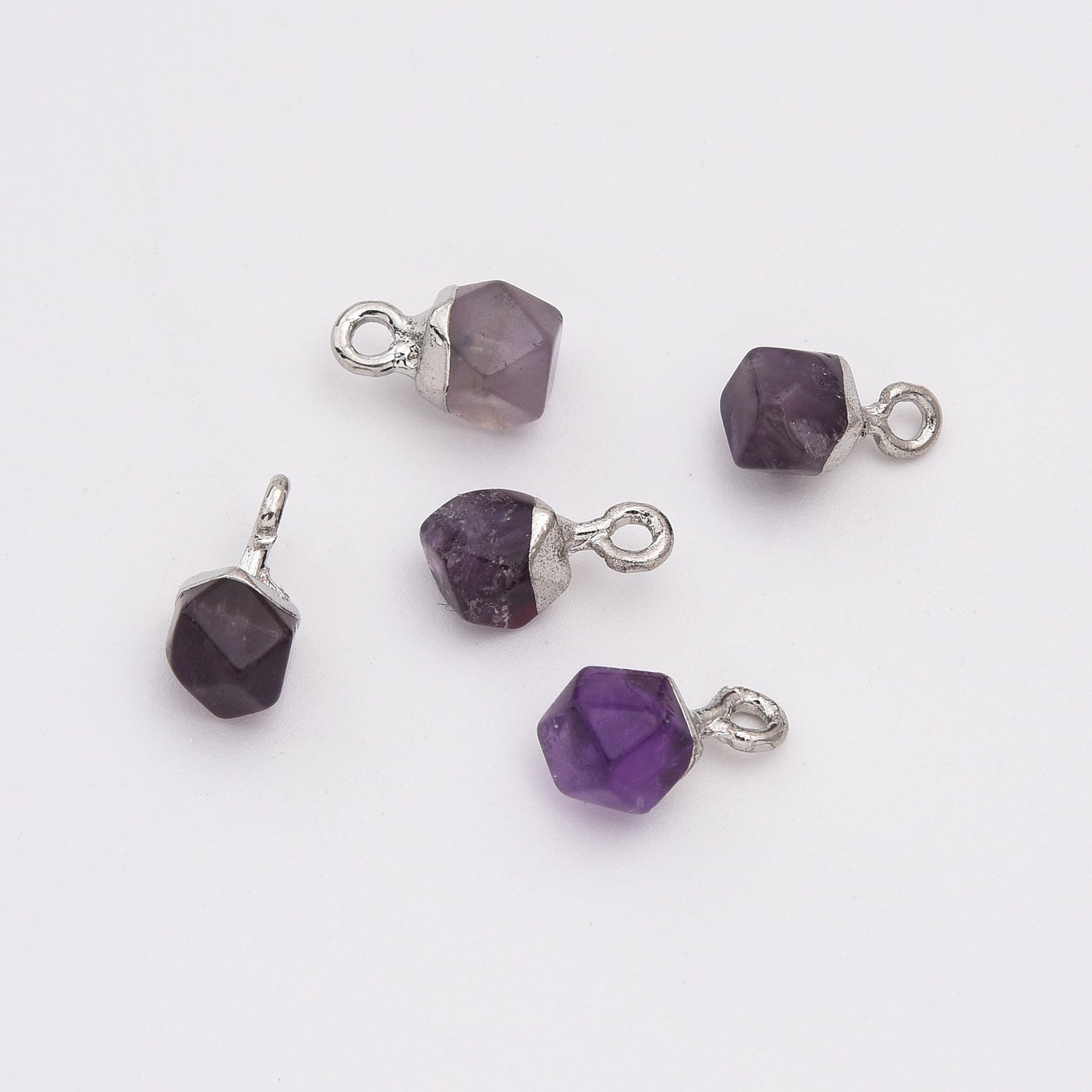 18K Gold Filled Dainty Faceted Cube Stone Charm, Natural Stone Faceted Pendant for DIY Jewelry Making Supply, CP2142