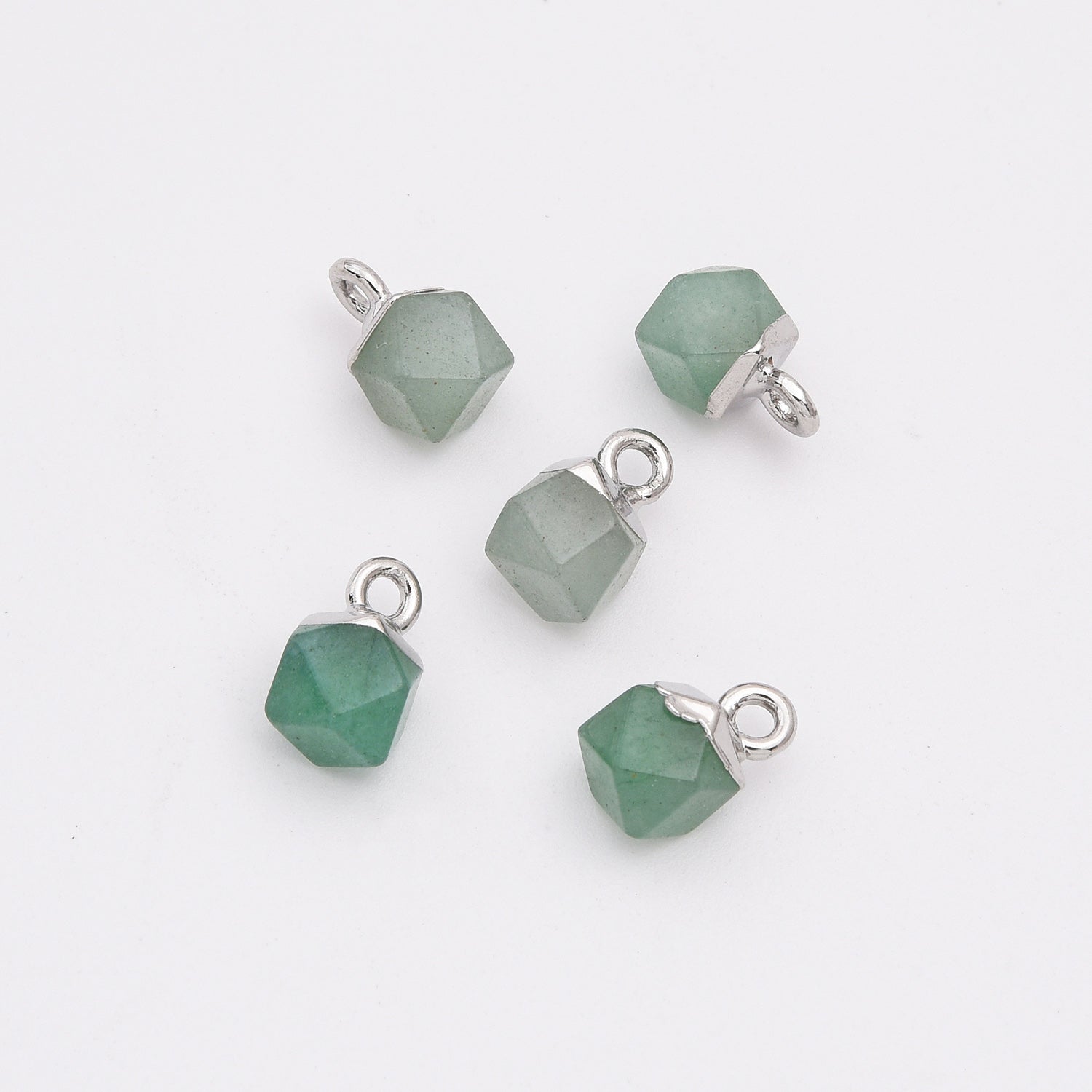 18K Gold Filled Dainty Faceted Cube Stone Charm, Natural Stone Faceted Pendant for DIY Jewelry Making Supply, CP2142