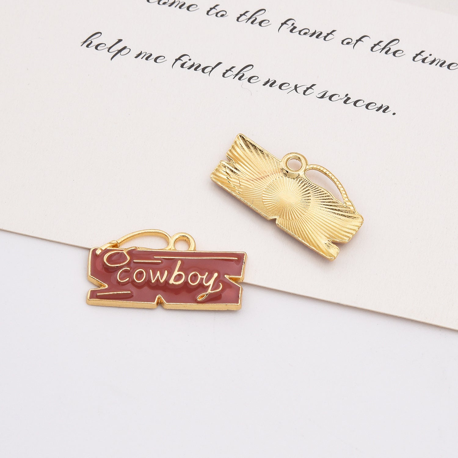 18K Gold Filled Dainty Cowboy Wine Boots Hat Scarf Gun Bull Head Charm, Cute Enamel Western Cowgirl Pendant, CP2149