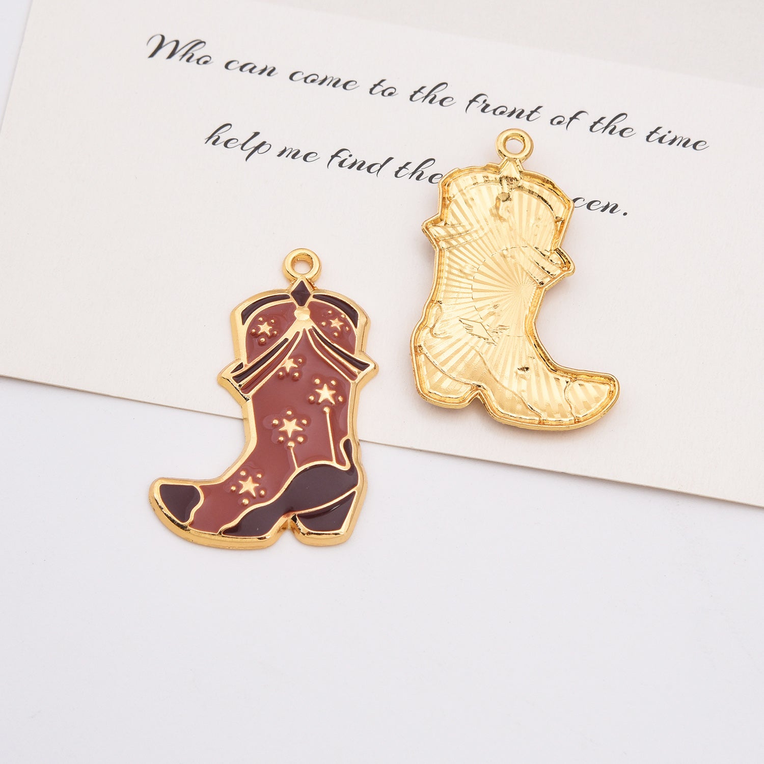 18K Gold Filled Dainty Cowboy Wine Boots Hat Scarf Gun Bull Head Charm, Cute Enamel Western Cowgirl Pendant, CP2149