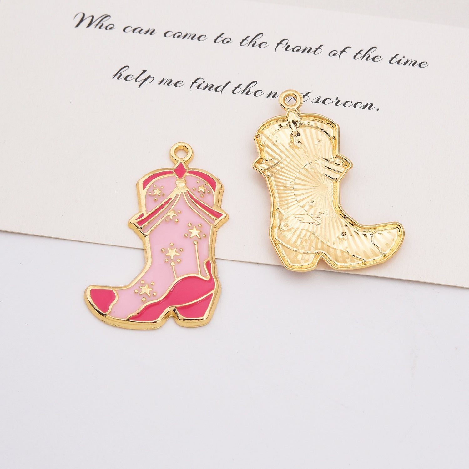 18K Gold Filled Dainty Cowboy Wine Boots Hat Scarf Gun Bull Head Charm, Cute Enamel Western Cowgirl Pendant, CP2149