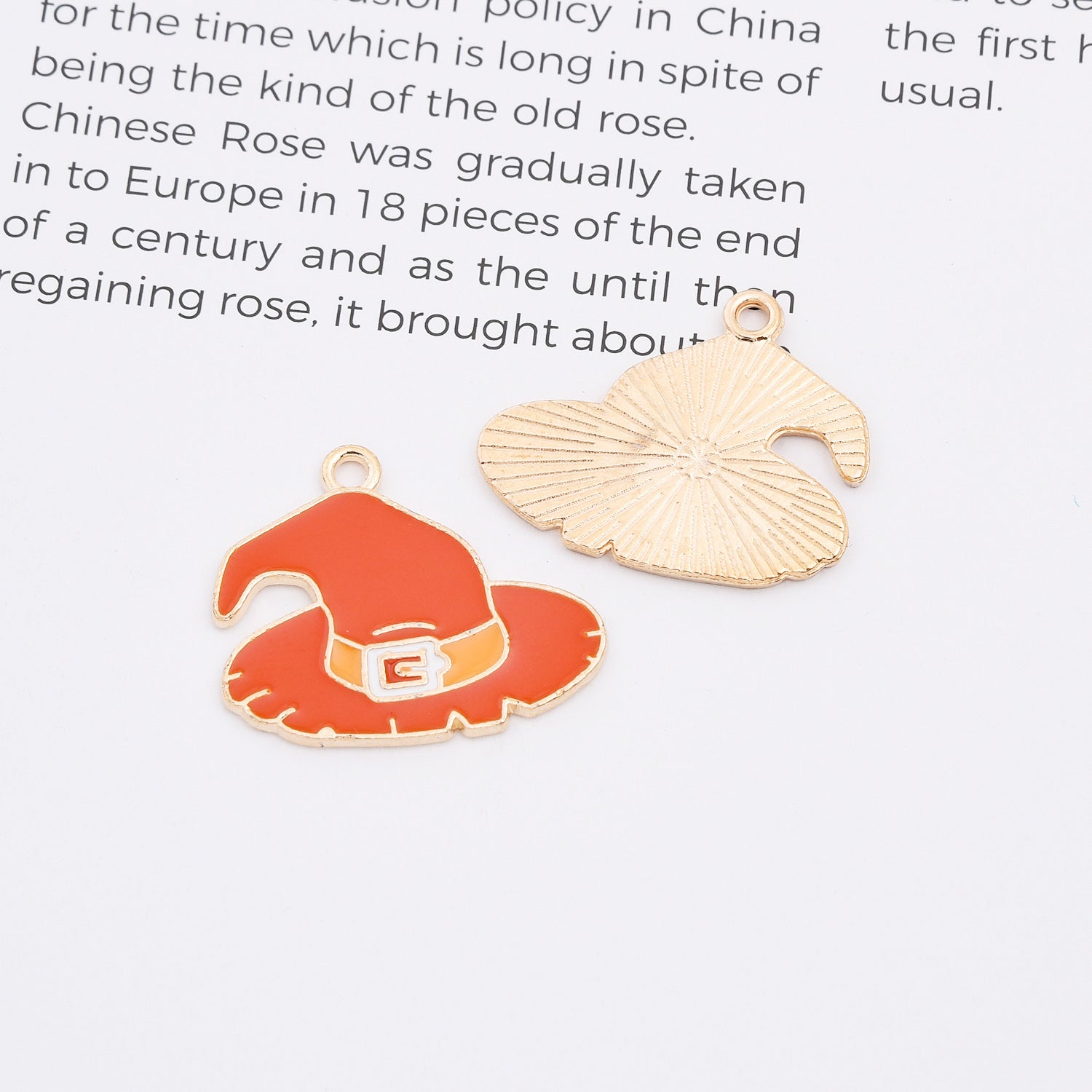 18K Gold Filled Dainty Enamel Holloween Charm Pendants, All Saints’ Day Pendants for DIY Crafting Jewelry Making Accessories Supplies Handmade, CP2150