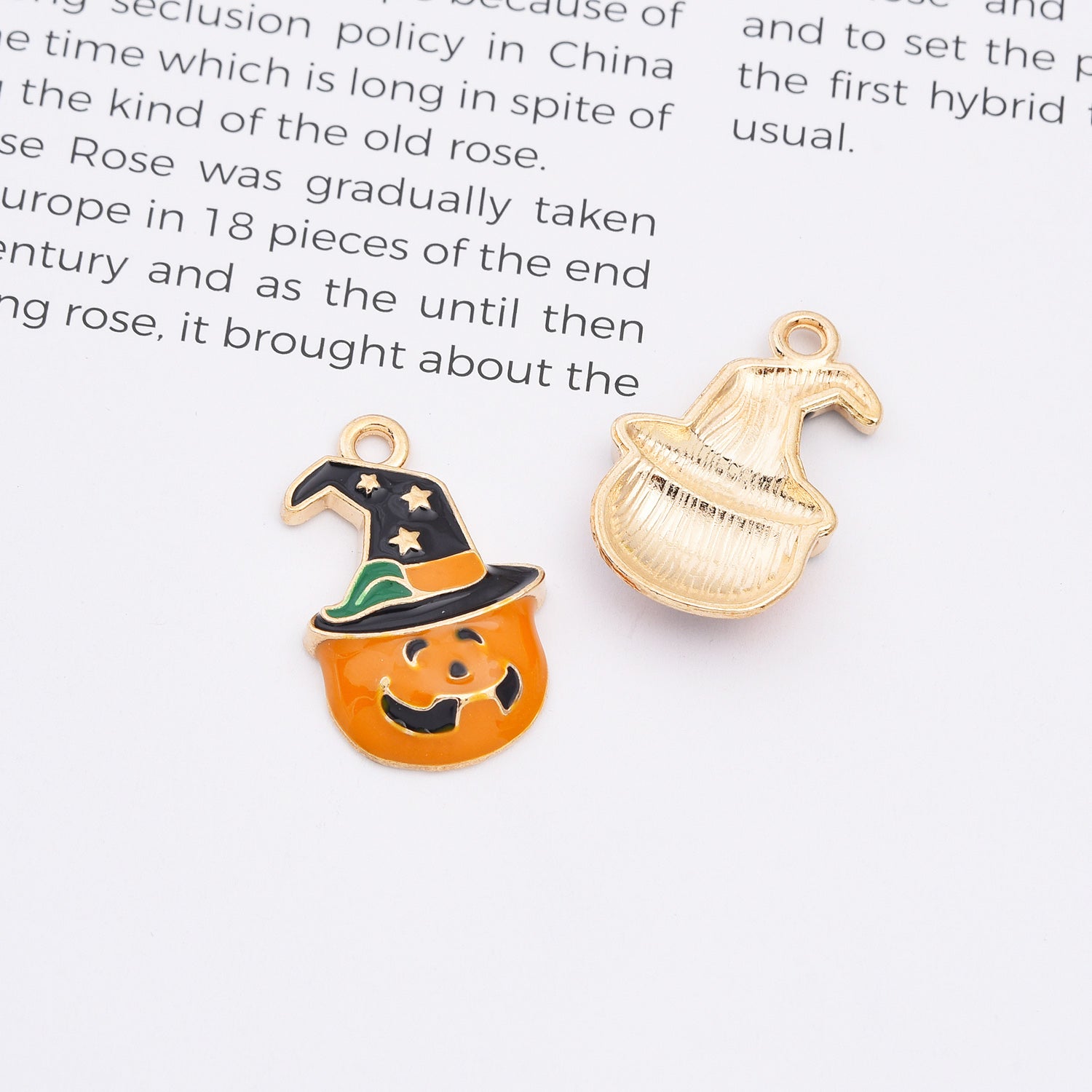 18K Gold Filled Dainty Enamel Holloween Charm Pendants, All Saints’ Day Pendants for DIY Crafting Jewelry Making Accessories Supplies Handmade, CP2150