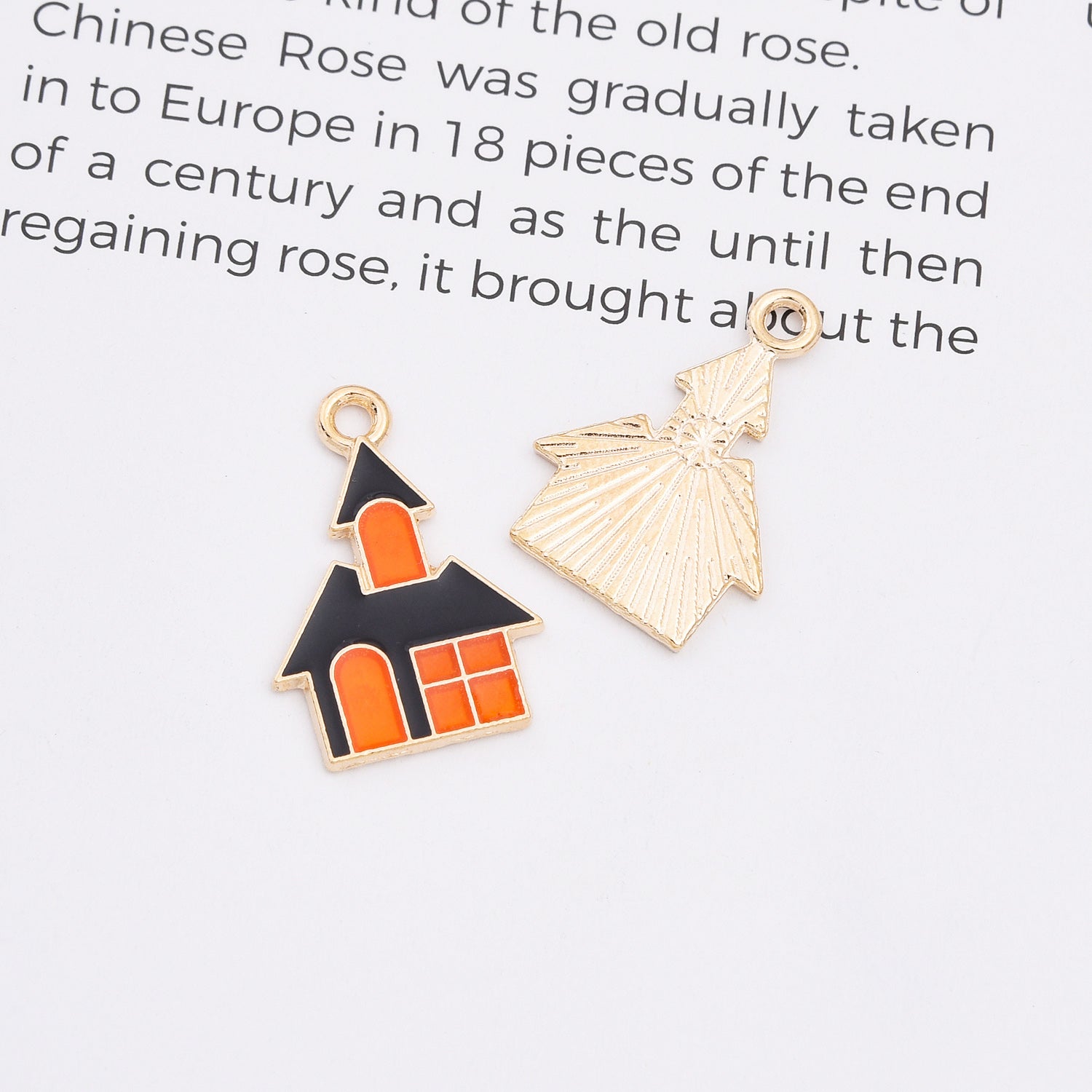 18K Gold Filled Dainty Enamel Holloween Charm Pendants, All Saints’ Day Pendants for DIY Crafting Jewelry Making Accessories Supplies Handmade, CP2150