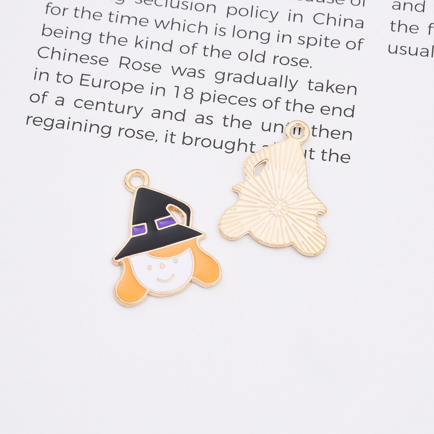 18K Gold Filled Dainty Enamel Holloween Charm Pendants, All Saints’ Day Pendants for DIY Crafting Jewelry Making Accessories Supplies Handmade, CP2150