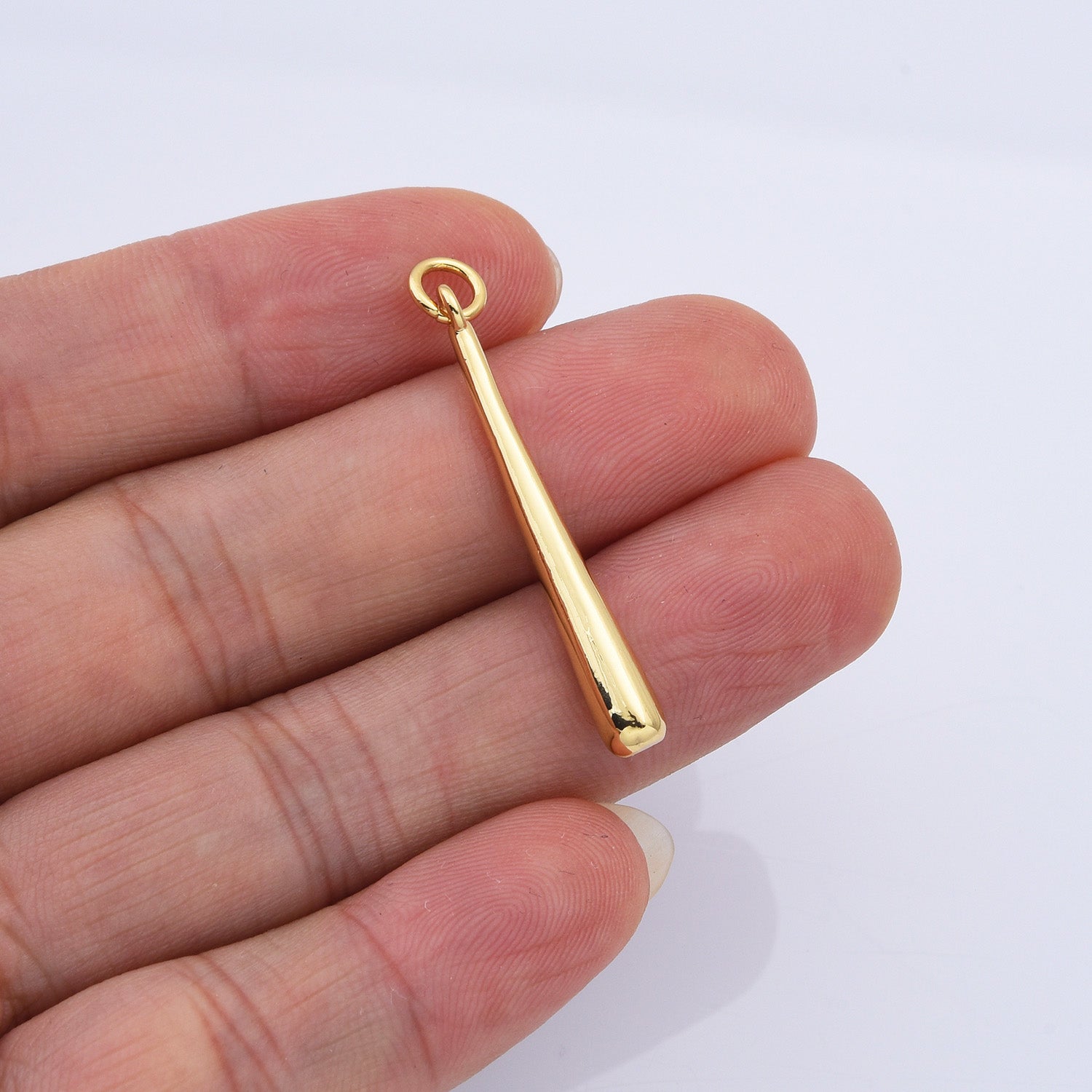 18K Gold Filled Dainty Slim Long Baseball Stick Charm Pendant, 35x4mm, CP2161