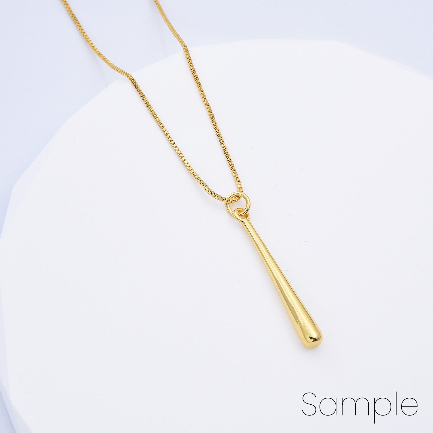 18K Gold Filled Dainty Slim Long Baseball Stick Charm Pendant, 35x4mm, CP2161