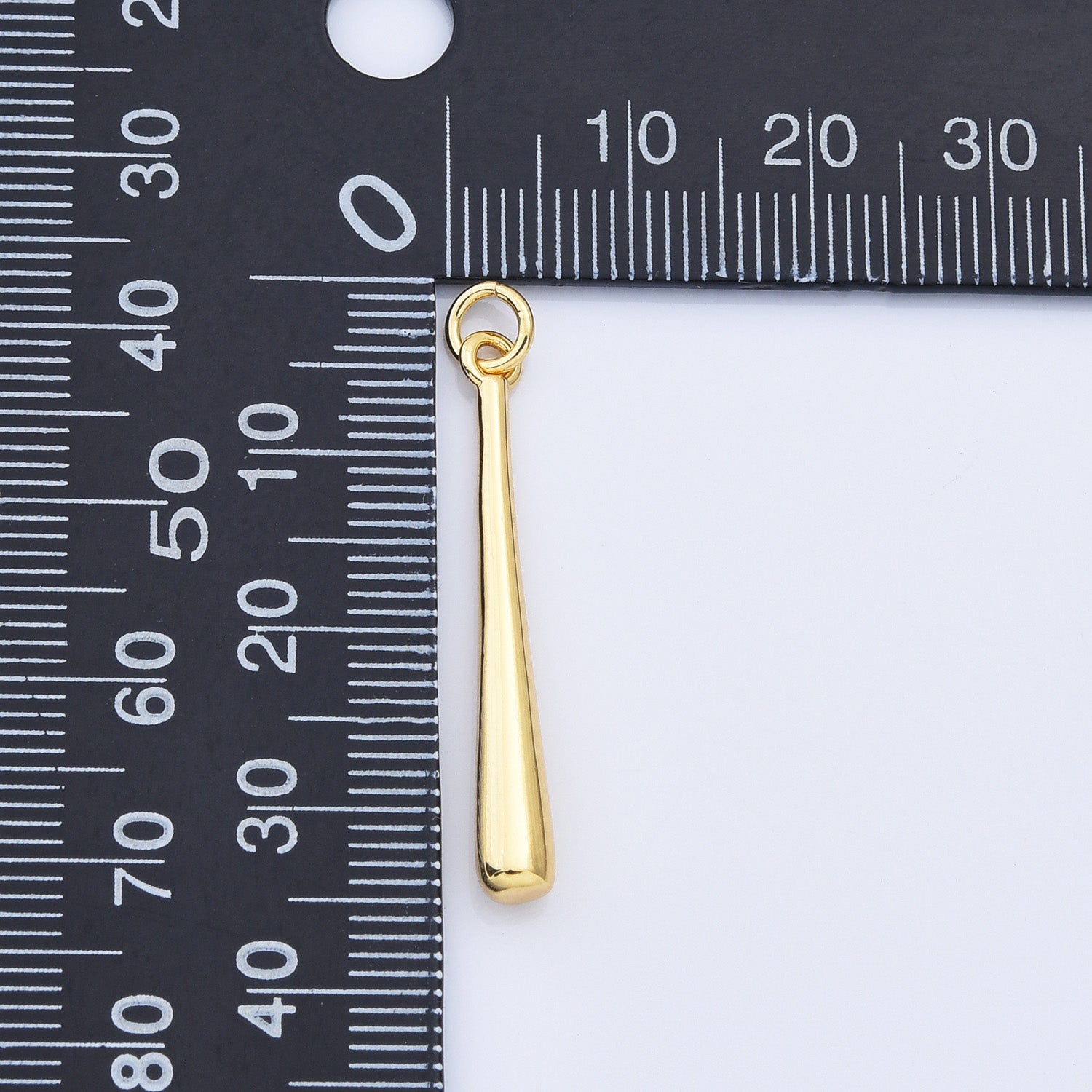 18K Gold Filled Dainty Slim Long Baseball Stick Charm Pendant, 35x4mm, CP2161