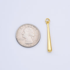 18K Gold Filled Dainty Slim Long Baseball Stick Charm Pendant, 35x4mm, CP2161