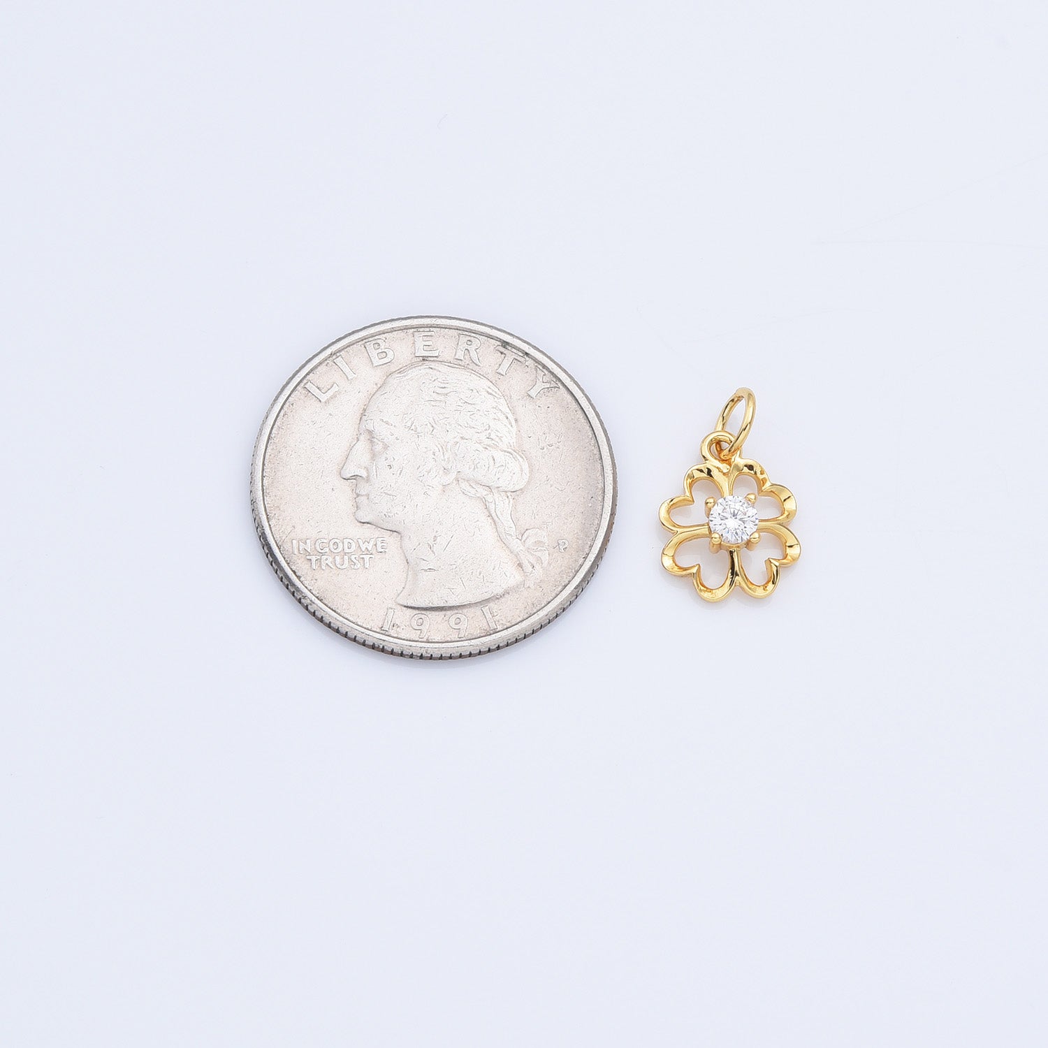 18K Gold Filled Clover Leaf Charm, Hollow Luck Heart Leaf Pendant, DIY Personalized Jewelry Making Accessories, CP2162