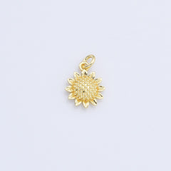 18K Gold Filled Dotted Sunflower Nature Charm for Necklace Bracelet Earrings DIY Jewelry Making Supply, 15mm, CP2163