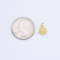 18K Gold Filled Dotted Sunflower Nature Charm for Necklace Bracelet Earrings DIY Jewelry Making Supply, 15mm, CP2163