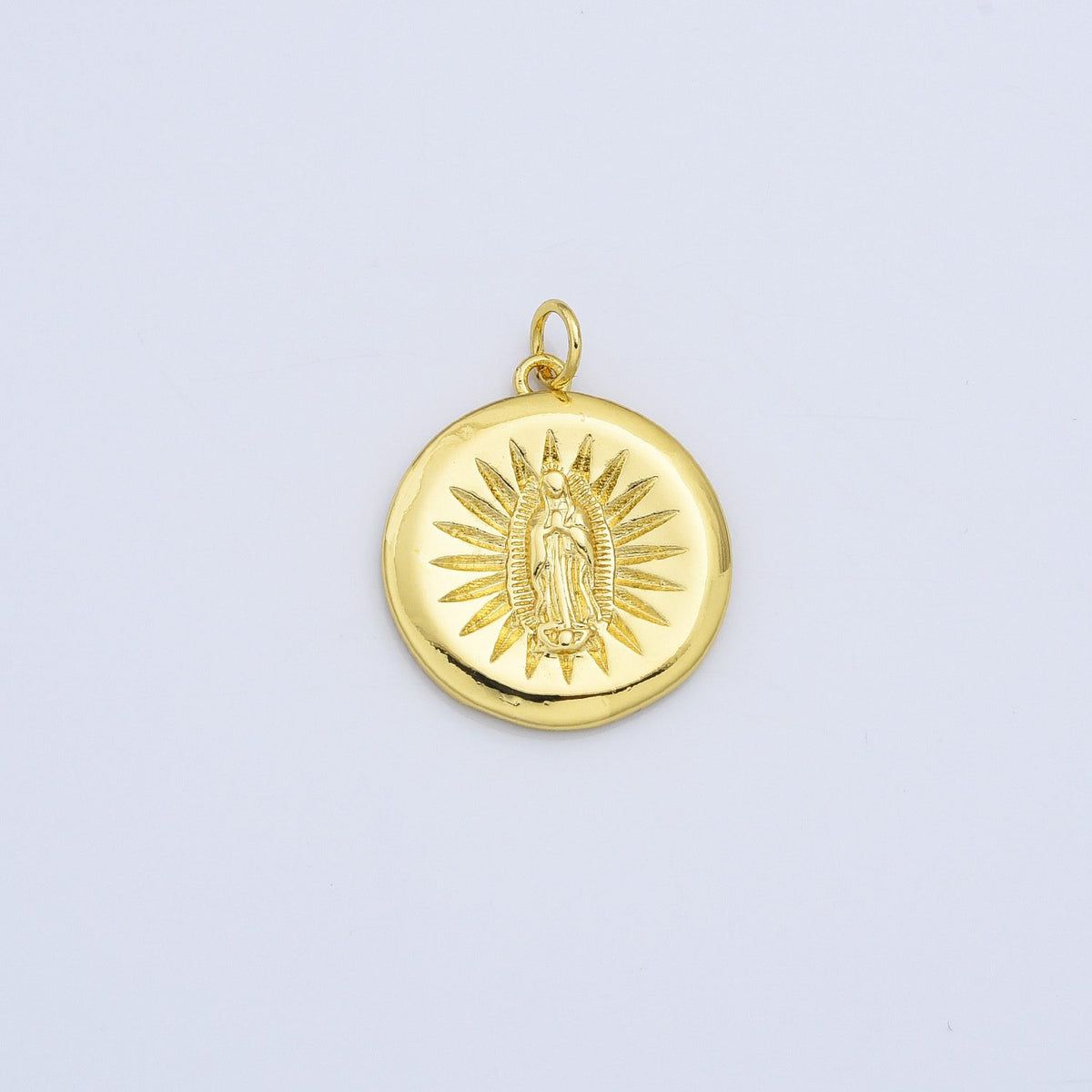 18K Gold Filled Miraculous Lady Guadalupe Praying Charm Pendant, Textured Sunburst Mother Mary Pendant For DIY Jewelry Necklace Making, CP2166