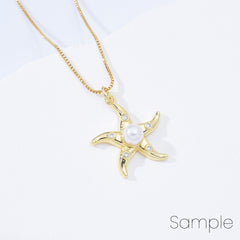 18K Gold Filled Dainty Starfish Pearl Charm, Starfish Pendant Cubic Zirconia Micro Pave, Starfish Charm for Bracelet Necklace DIY Jewelry Making, CP2167