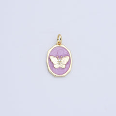 18K Gold Filled Dainty Oval Shape Butterfly Insect Charm, Purple Enamel Butterfly Pendant for Necklace Bracelet Jewelry Making Supply, CP2169