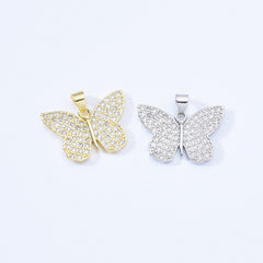 18K Gold Filled Dainty Elegant Butterfly Charm, Butterfly Pendant Cubic Zircornia Micro Pave for Necklace Bracelet Earrings Jewelry Making Supply, CP2173