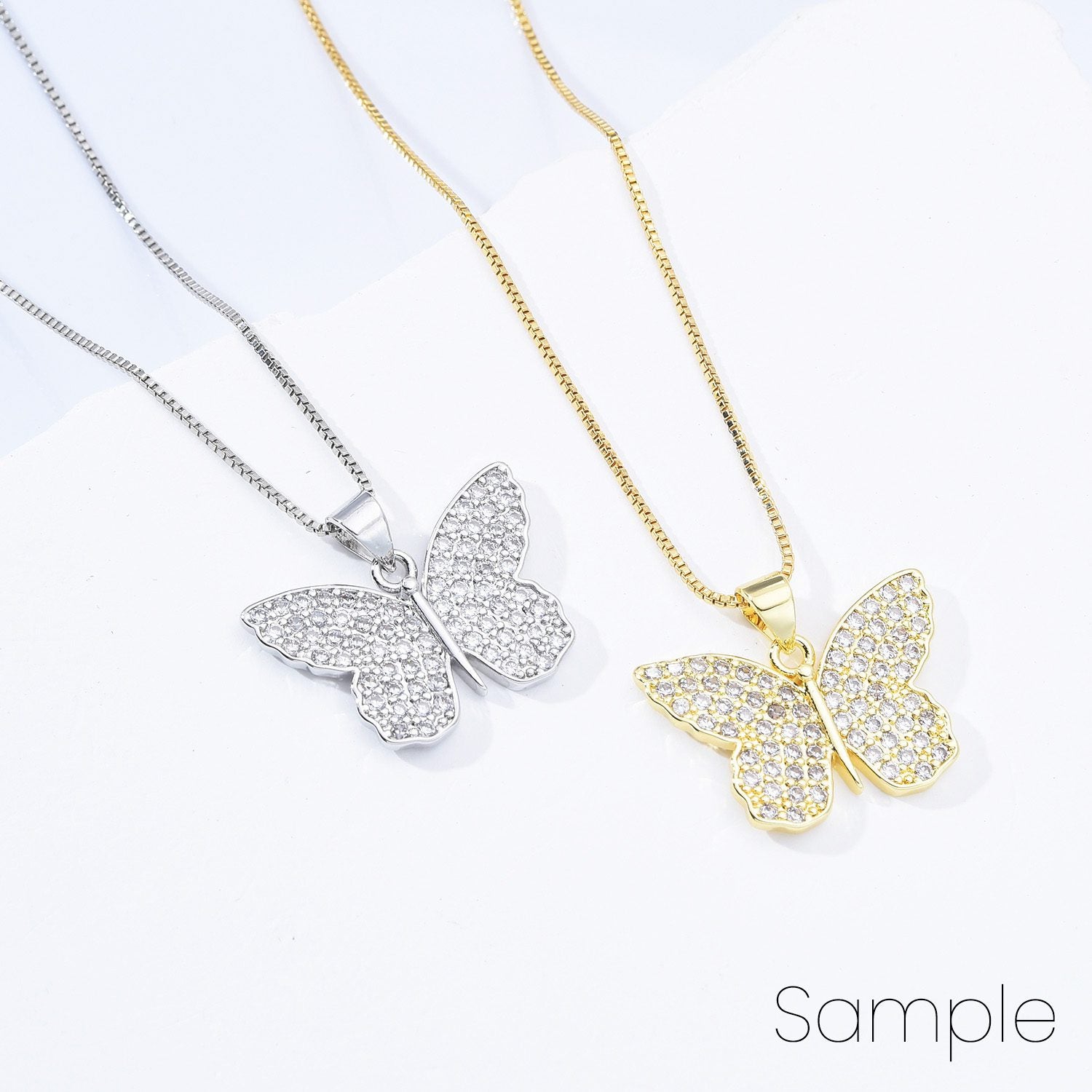 18K Gold Filled Dainty Elegant Butterfly Charm, Butterfly Pendant Cubic Zircornia Micro Pave for Necklace Bracelet Earrings Jewelry Making Supply, CP2173