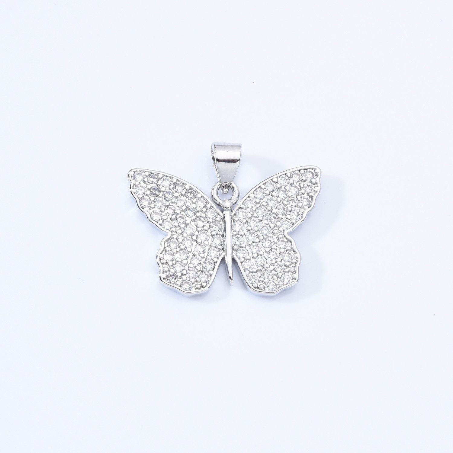 18K Gold Filled Dainty Elegant Butterfly Charm, Butterfly Pendant Cubic Zircornia Micro Pave for Necklace Bracelet Earrings Jewelry Making Supply, CP2173