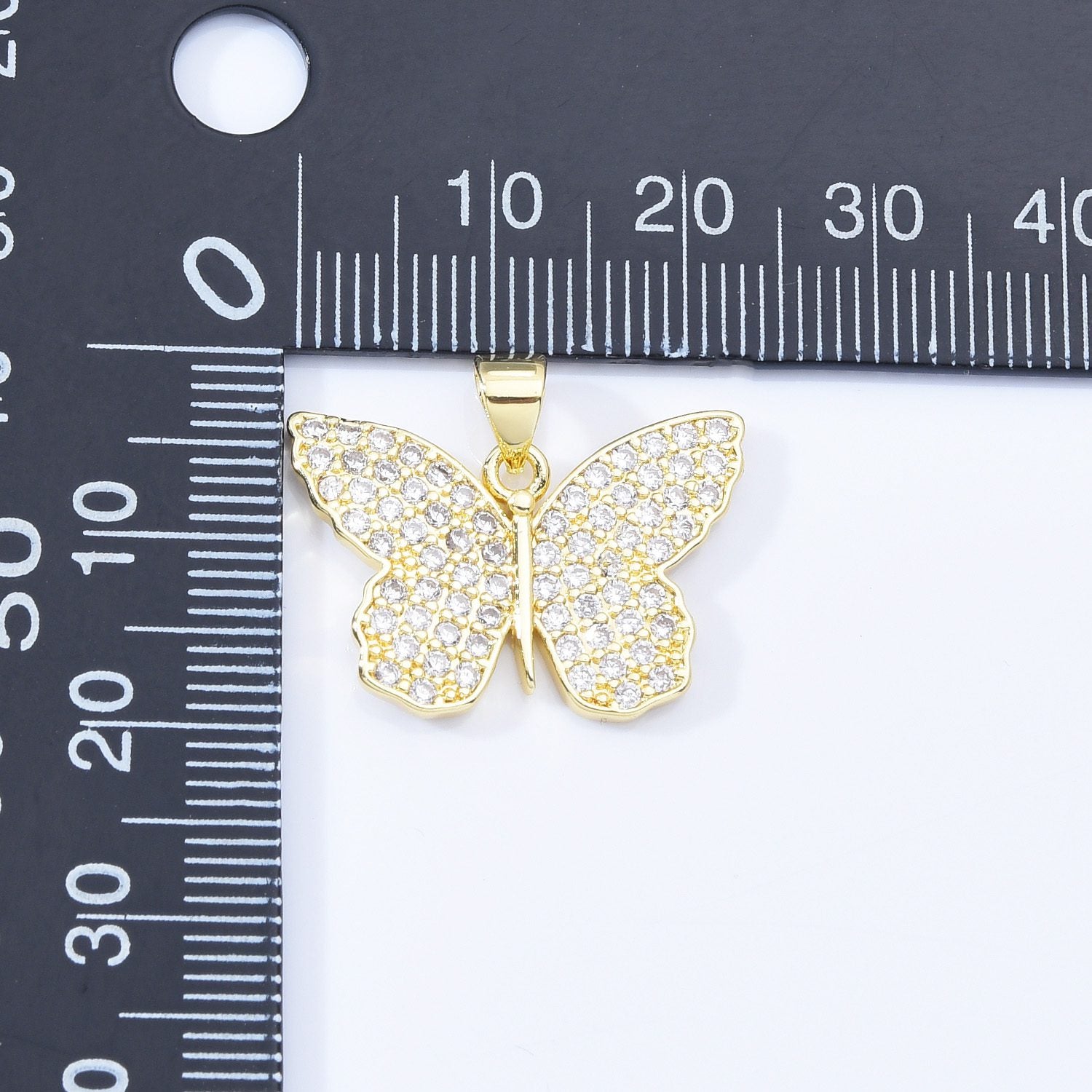 18K Gold Filled Dainty Elegant Butterfly Charm, Butterfly Pendant Cubic Zircornia Micro Pave for Necklace Bracelet Earrings Jewelry Making Supply, CP2173