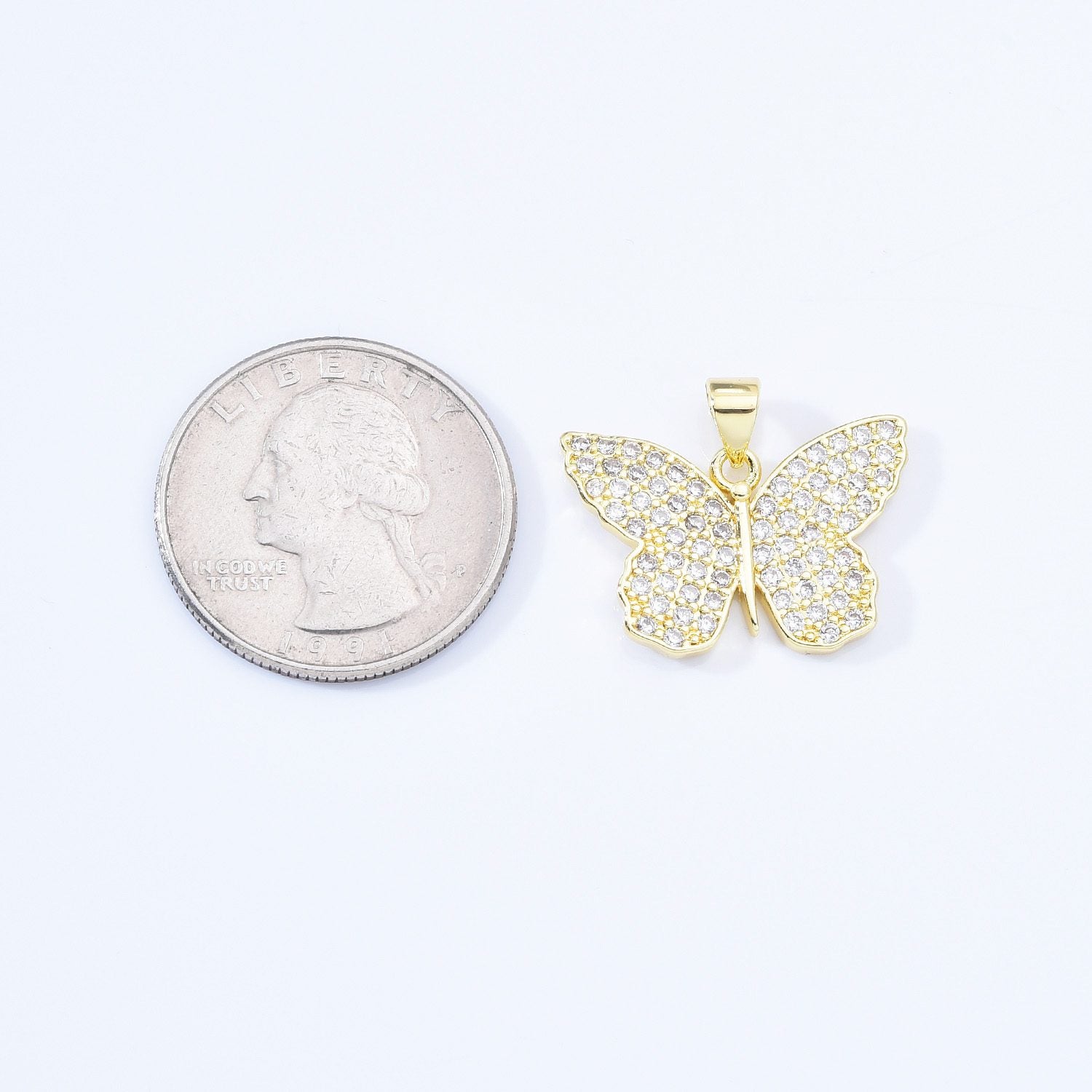 18K Gold Filled Dainty Elegant Butterfly Charm, Butterfly Pendant Cubic Zircornia Micro Pave for Necklace Bracelet Earrings Jewelry Making Supply, CP2173