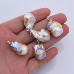 Sterling Silver 925 Freshwater Pearl Charm, Baroque Pearl Charm Big Bold Freeform Pearl Charm Pendant, CP2185