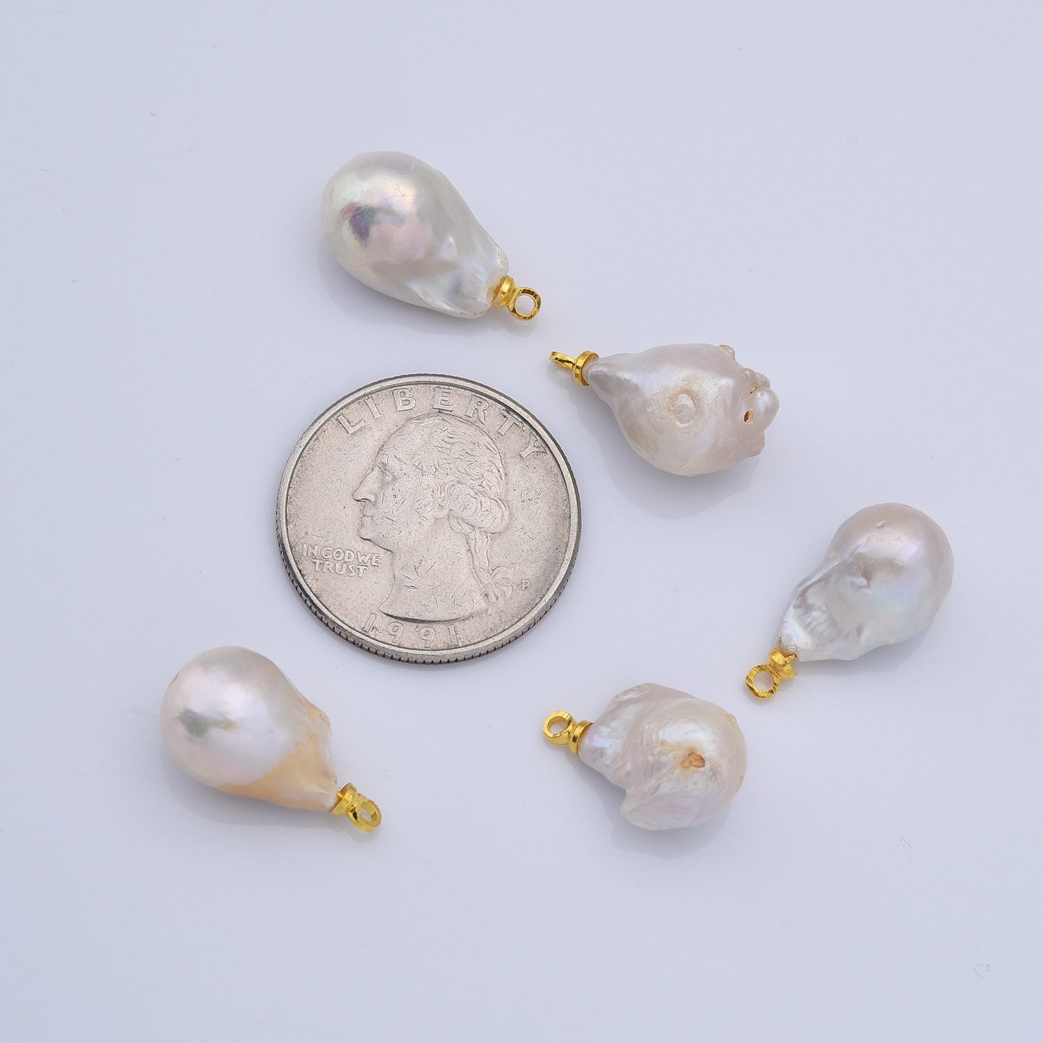 18K Gold Filled Freshwater Pearl Charm, Baroque Pearl Charm Big Bold Freeform Pearl Charm Pendant, CP2186