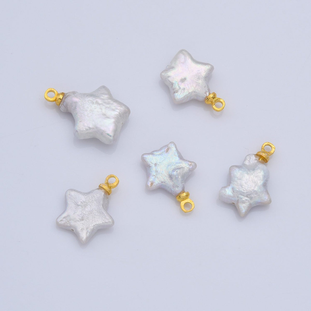 18K Gold Filled Dainty Star Pearls Charm, Natural White Baroque Freshwater Pearls for Necklace Bracelet Earring Beach Jewelry Making, CP2188
