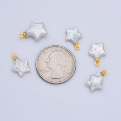 18K Gold Filled Dainty Star Pearls Charm, Natural White Baroque Freshwater Pearls for Necklace Bracelet Earring Beach Jewelry Making, CP2188