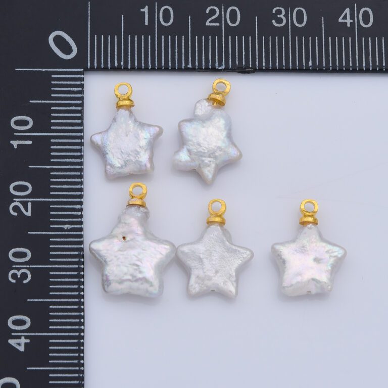 18K Gold Filled Dainty Star Pearls Charm, Natural White Baroque Freshwater Pearls for Necklace Bracelet Earring Beach Jewelry Making, CP2188