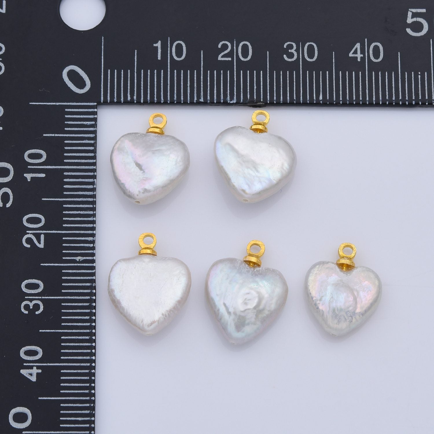 18K Gold Filled Dainty Heart Pearls Charm, Natural White Baroque Freshwater Pearls for Necklace Bracelet Earring Wedding Jewelry Making, CP2191