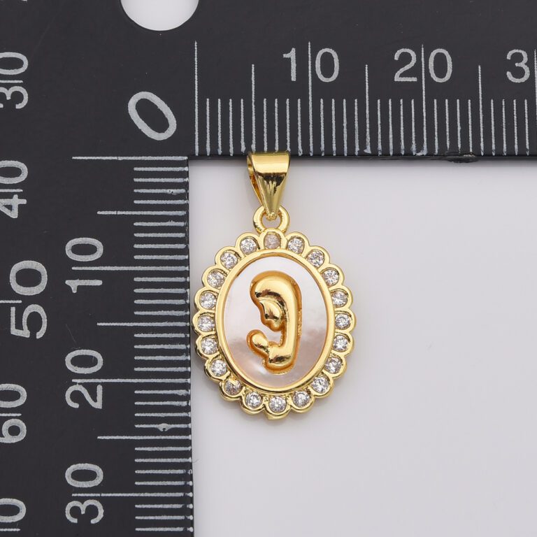18K Gold Filled Shell Pearl Praying Virgin Mary Medallion Charm, Virgin Mary Pendant, Catholic Charm, Lady Of Guadalupe Pendant, CP2194