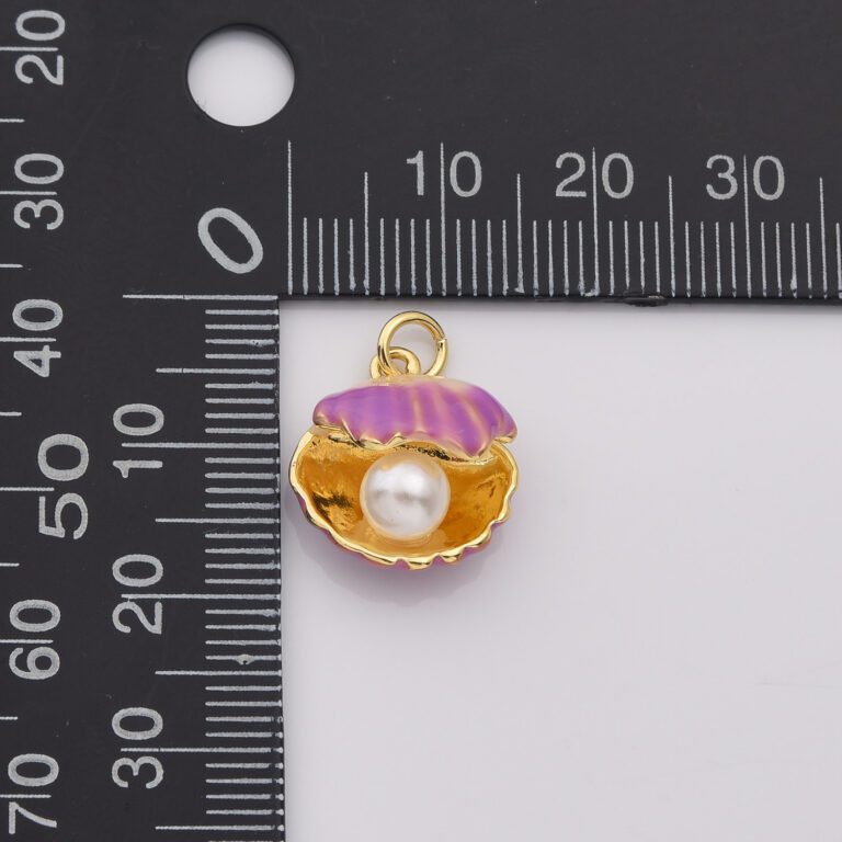 18K Gold Filled Open Clam Pearl Shell Charm, Sea Shell Conch Pearl Pendant, Ocean Snail Shell Charm, DIY Fashion Jewelry, CP2195