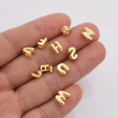 18K Gold Filled Gold Filled Alphabet Balloon Initial Charm, Dainty Puffy Letter Charm Necklace Bubble Font Style Necklace Bracelet, CP2197