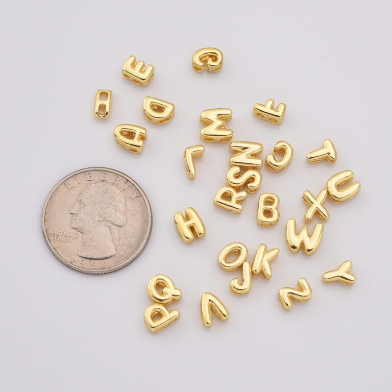 18K Gold Filled Gold Filled Alphabet Balloon Initial Charm, Dainty Puffy Letter Charm Necklace Bubble Font Style Necklace Bracelet, CP2197